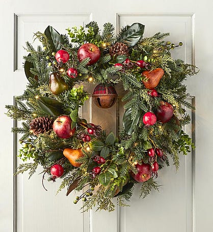 Faux Rustic Wreath With Lights